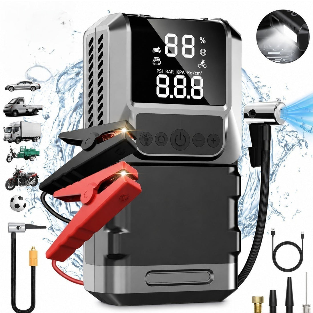 10u1 Auto Starter, Kompresor 12V (ZS26-12) - Zoro