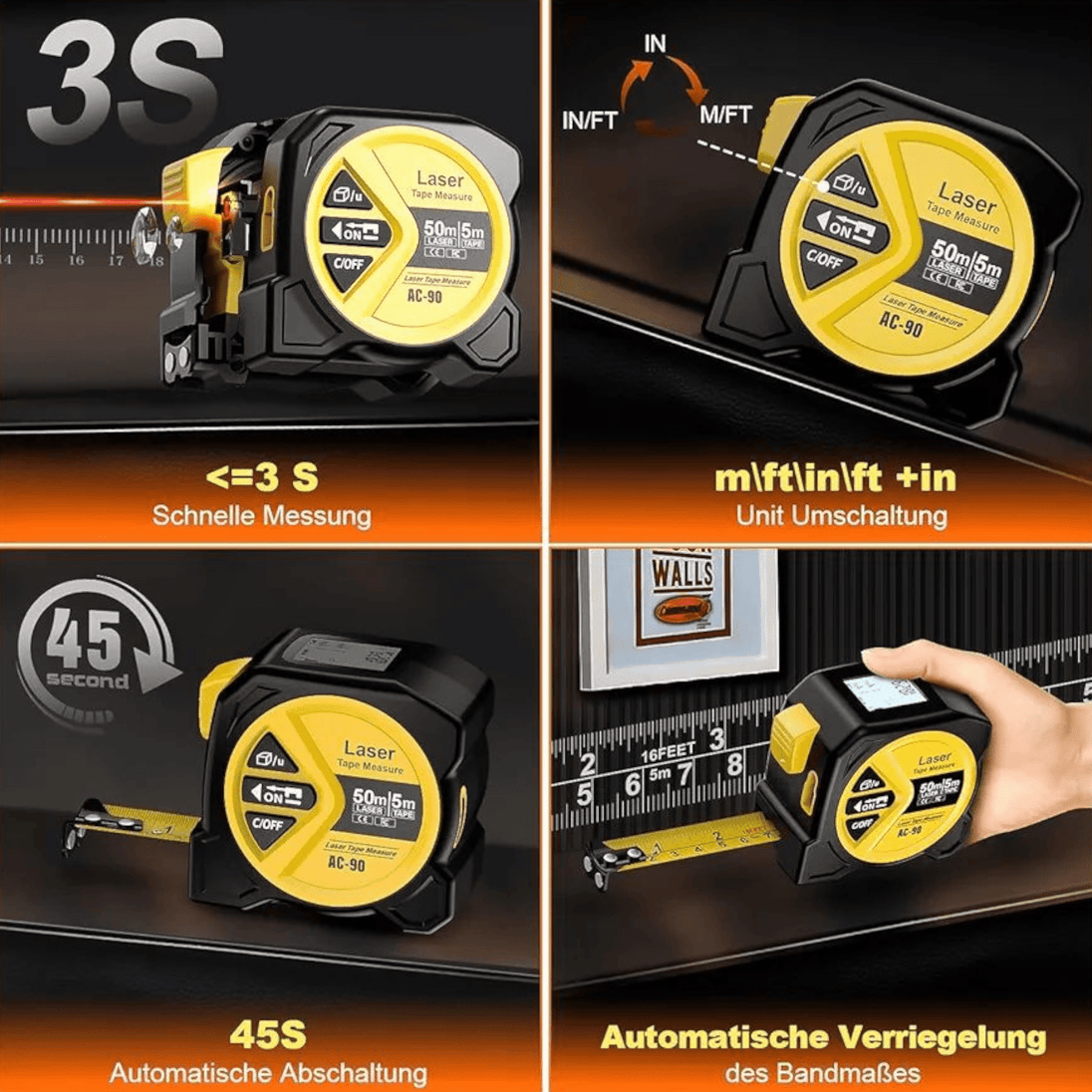 2u1 Digitalni Laserski Metar + Obični Metar - Zoro
