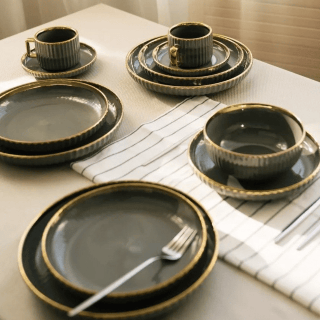 32 - dijelni Keramički Set "Gold Grey" - Zoro