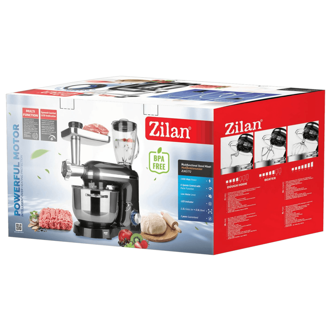 3u1 Mikser s Posudom + Blender + Nastavak za meso 1400W - Zoro