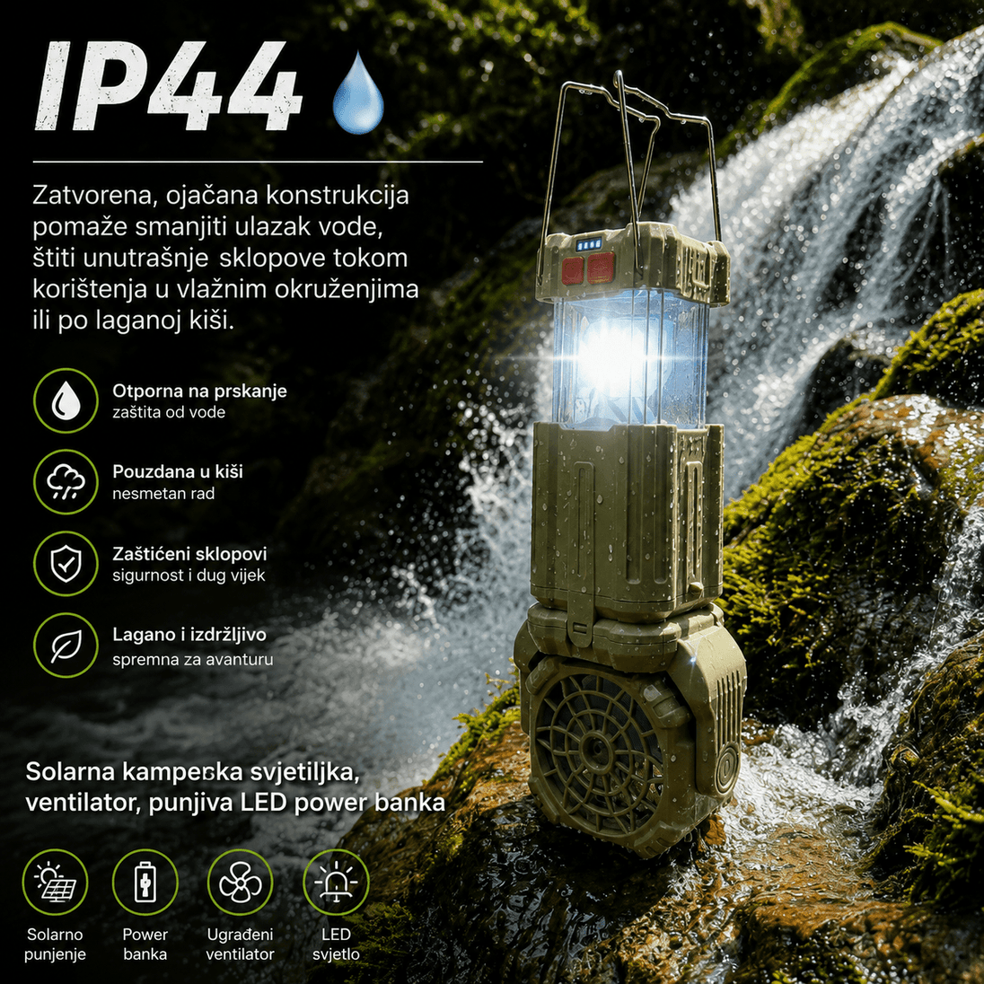 3u1 Solarna Lampa sa Ventilatorom "HB-1979F" - Zoro