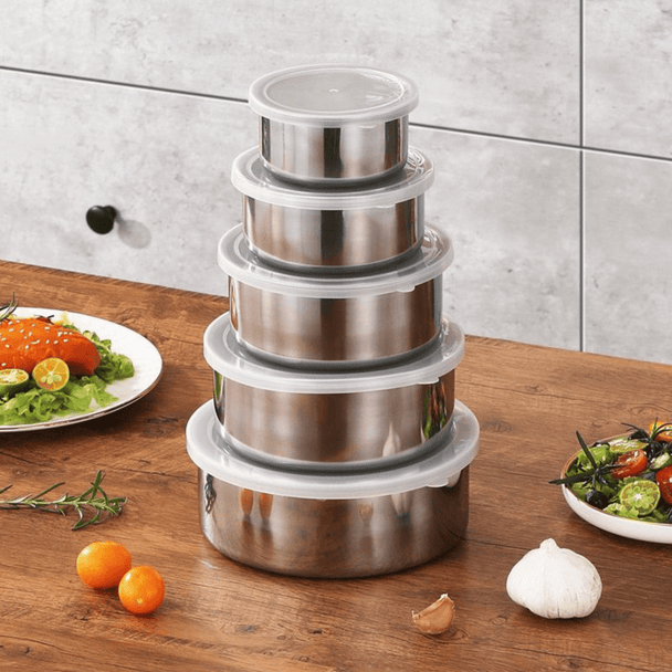 5 - dijelni set inox zdjela sa silikonskim poklopcem - Zoro