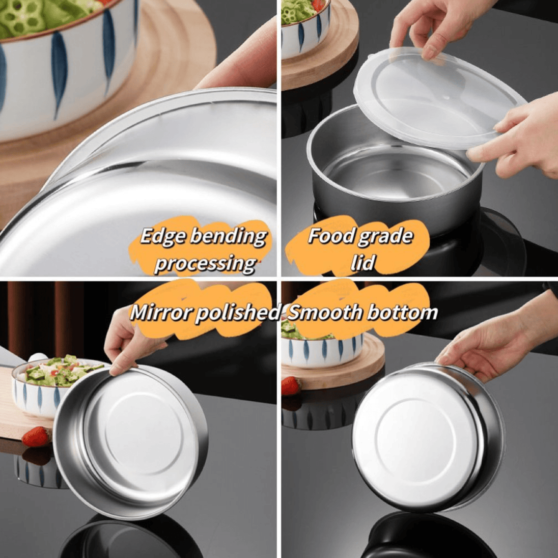 5 - dijelni set inox zdjela sa silikonskim poklopcem - Zoro