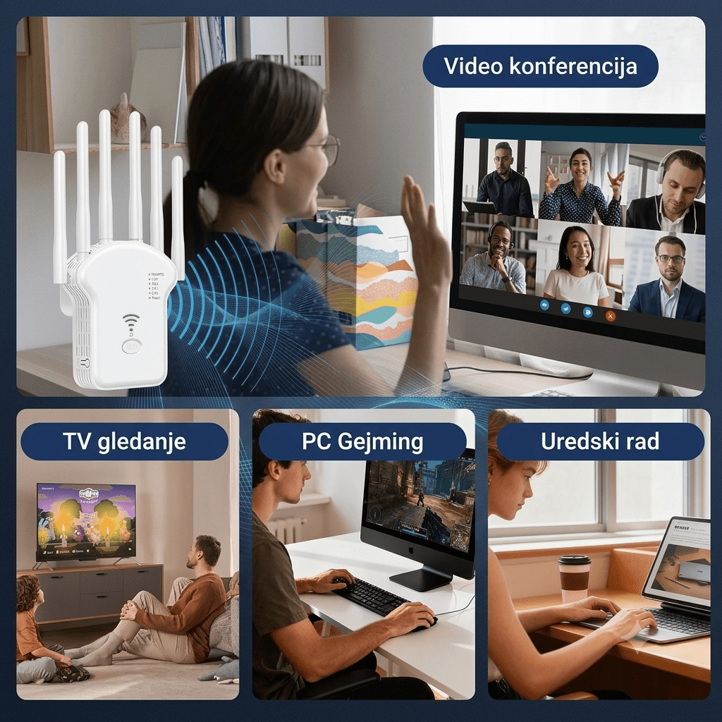 5G Snažni Wi-Fi Pojačivač Signala i Extender 1200Mbps - Zoro