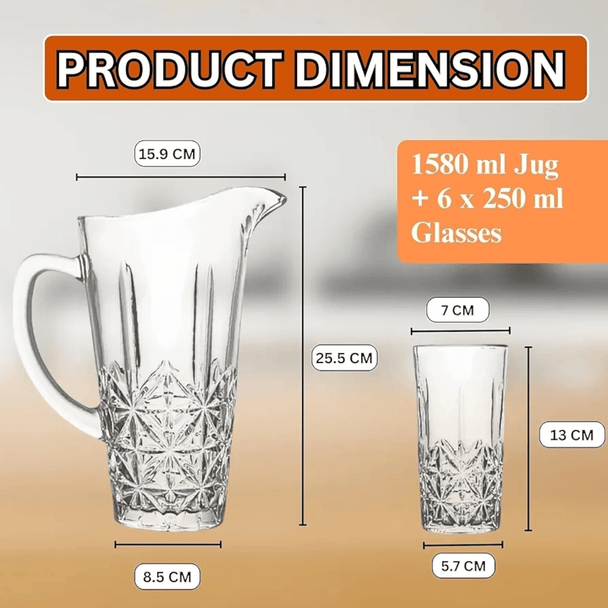 7 - dijelni Set Bokal i Čaše "Deli Glassware" - Zoro