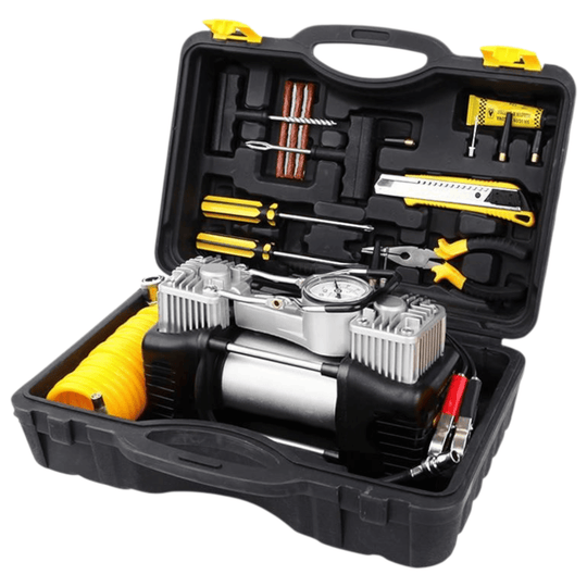 Dvocilindrični Kompresor + Set za Krpljenje Guma - Zoro