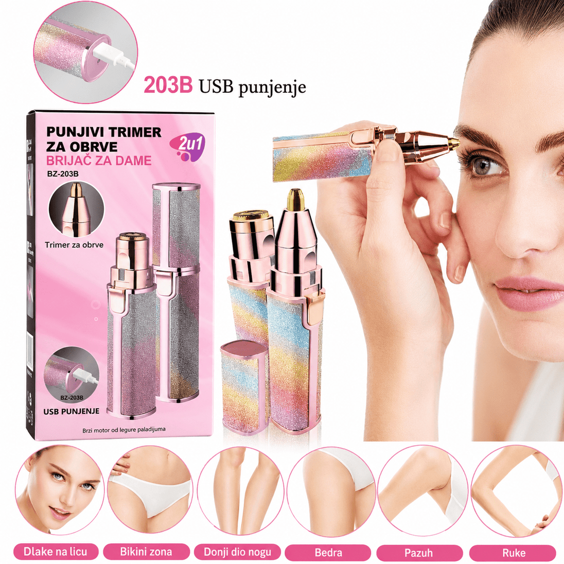 "Flawless" 2u1 Trimer za Uklanjanje Dlačica - Zoro