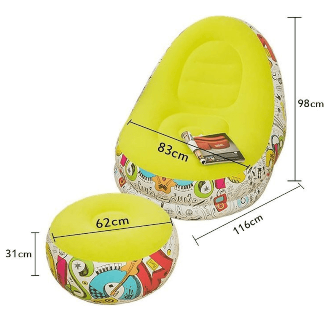 Fotelja s Tabureom na napuhavanje Yellow - Zoro