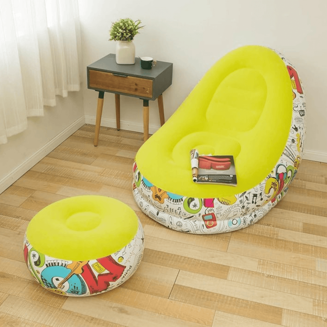 Fotelja s Tabureom na napuhavanje Yellow - Zoro