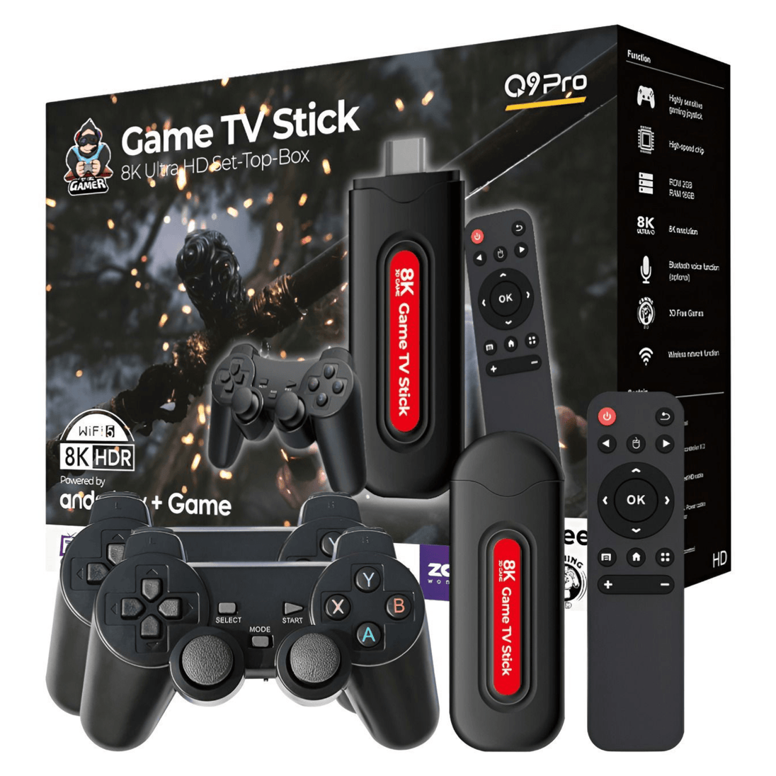 Game TV Stick + Android TV Box "Q9 Pro" - Zoro