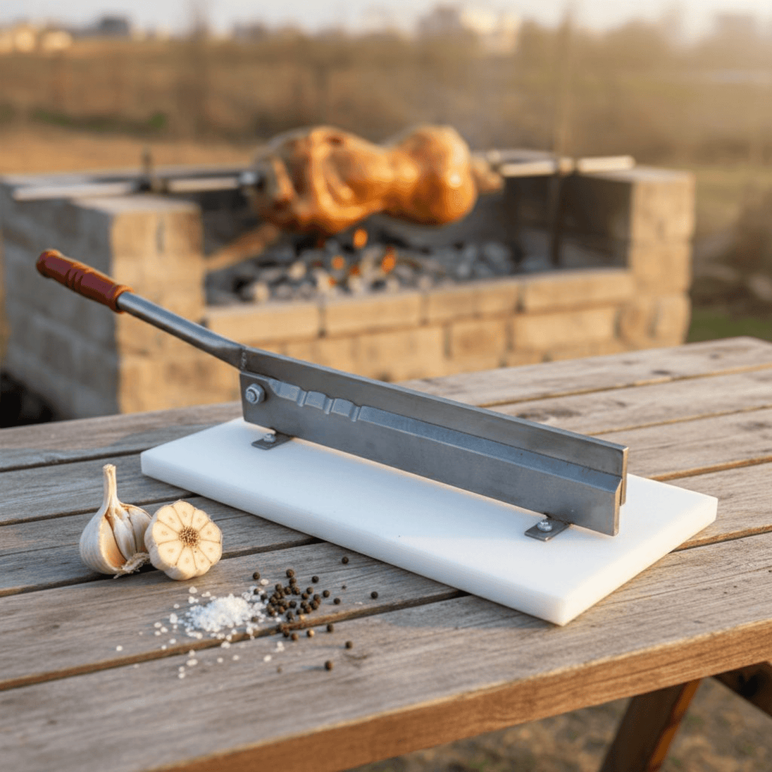 Inox Sjekač za Meso na Plastičnoj Dasci - Zoro