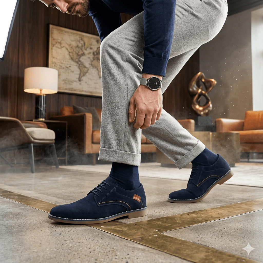 Muške prošivene cipele od brušene kože - Zoro