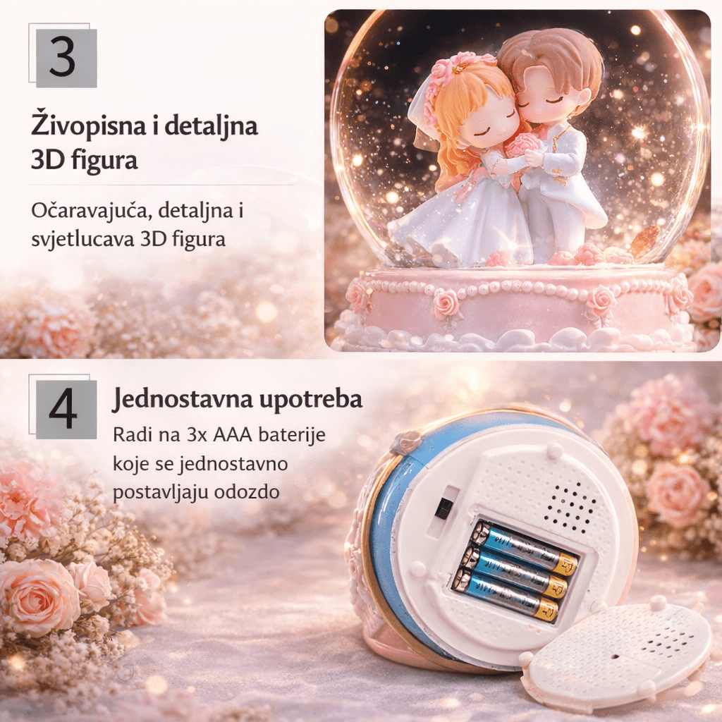 Muzička Snježna LED Kugla "Vječna Ljubav" - Zoro