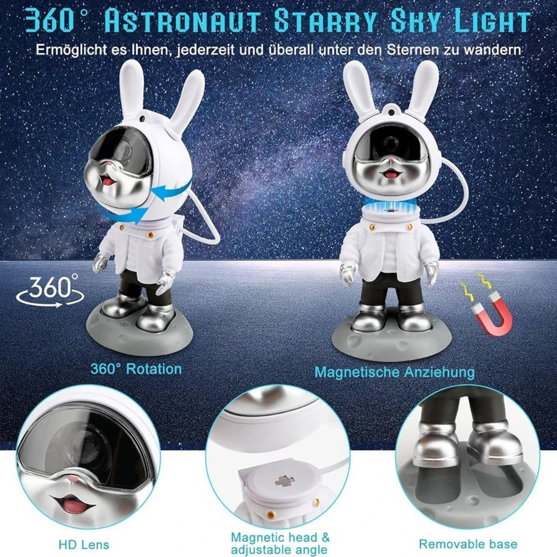 Noćni Projektor Lampa Zec Astronaut - Zoro