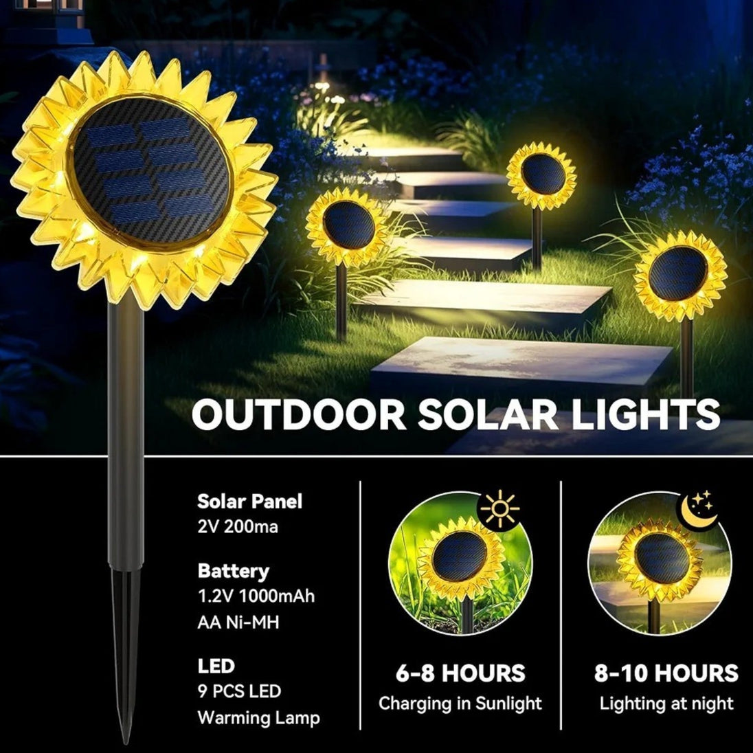 Set od 2 Solarne Lampe u Obliku Suncokreta - Zoro