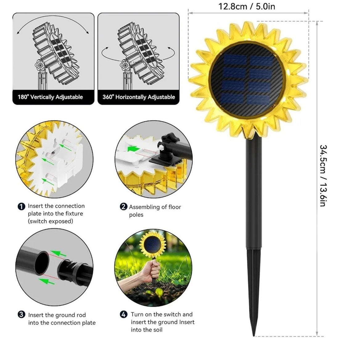 Set od 2 Solarne Lampe u Obliku Suncokreta - Zoro
