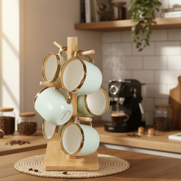 Set od 6 Šoljica na Drvenom Stalku - Zoro