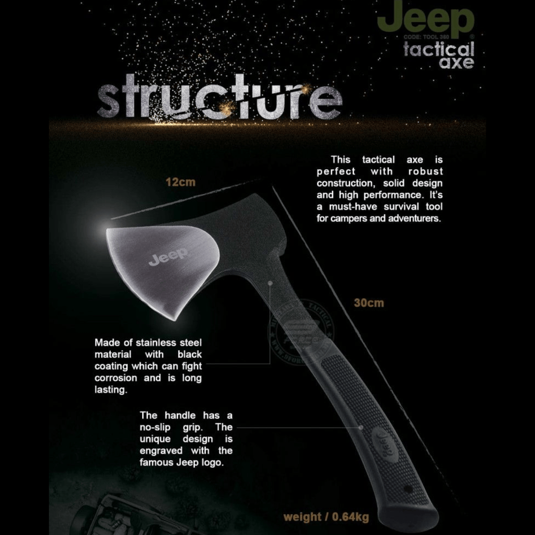 Sjekira + Nož s Kompasom JEEP - Zoro