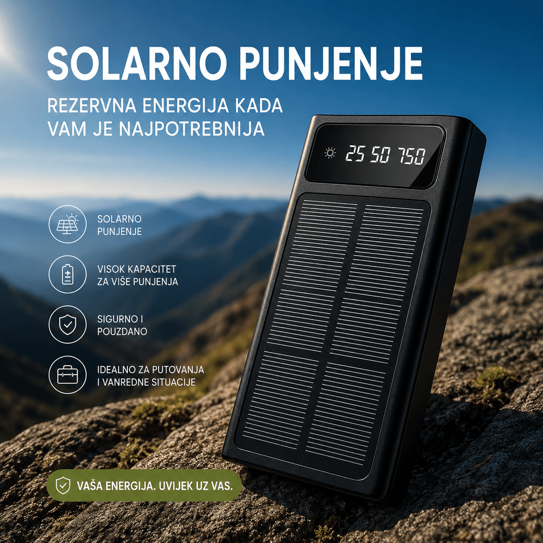 Solarni Power Bank sa Integrisanim Kablovima - Zoro