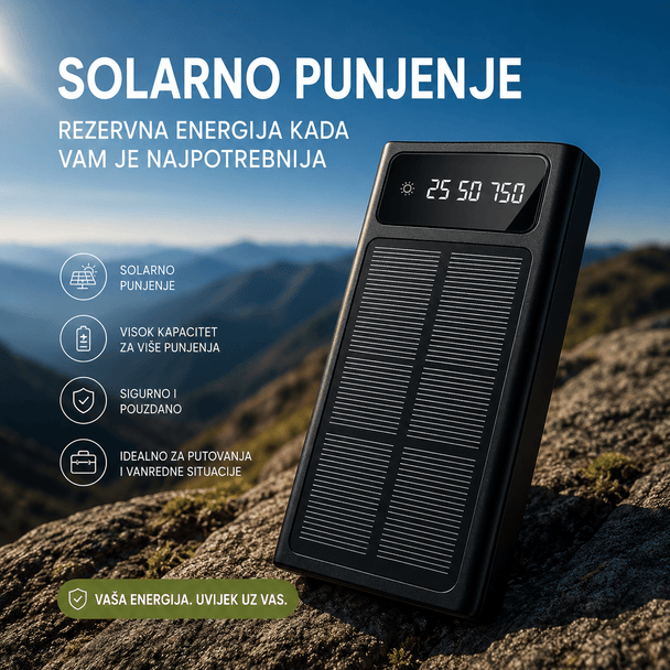 Solarni Power Bank sa Integrisanim Kablovima - Zoro