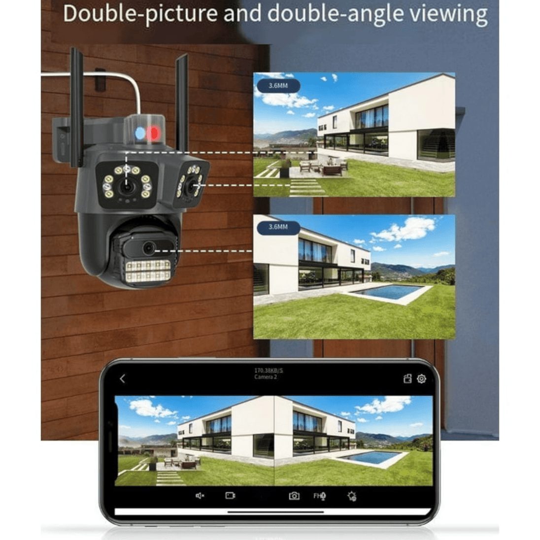 Triple - Lens WiFi Nadzorna Kamera - Zoro