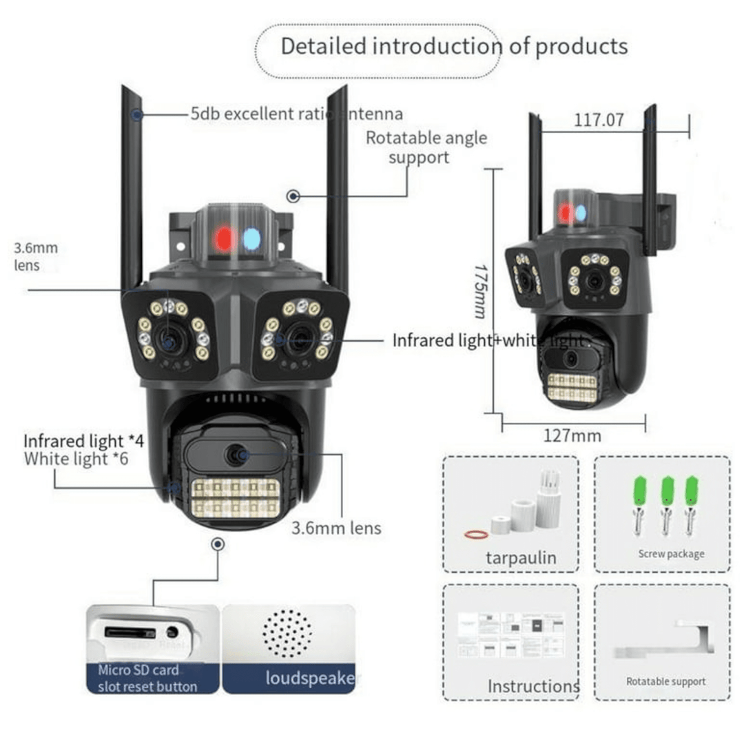 Triple - Lens WiFi Nadzorna Kamera - Zoro