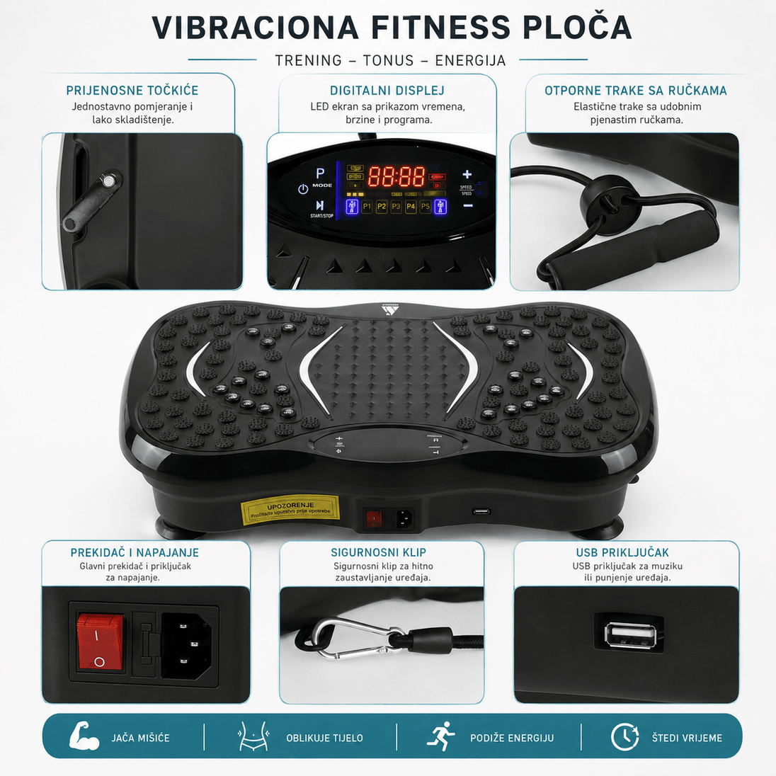 Vibrirajuća Fitness Ploča sa Bluetooth Zvučnikom - Zoro